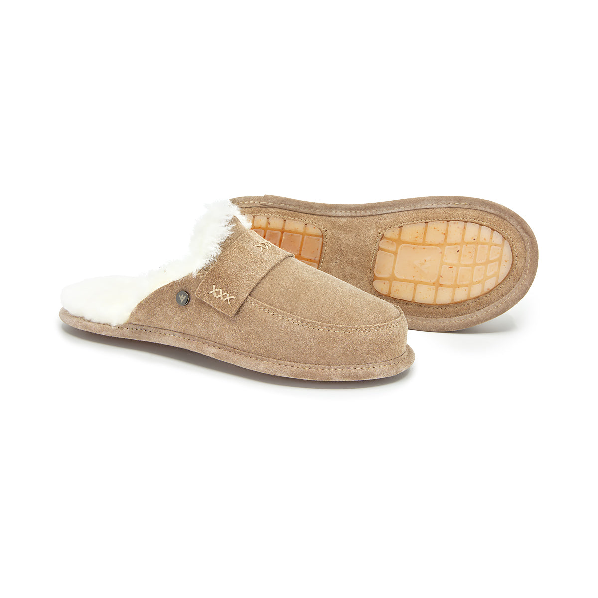 WOMEN'S SHEEPSKIN SLIPPERS ABBY BEIGE-WHITE