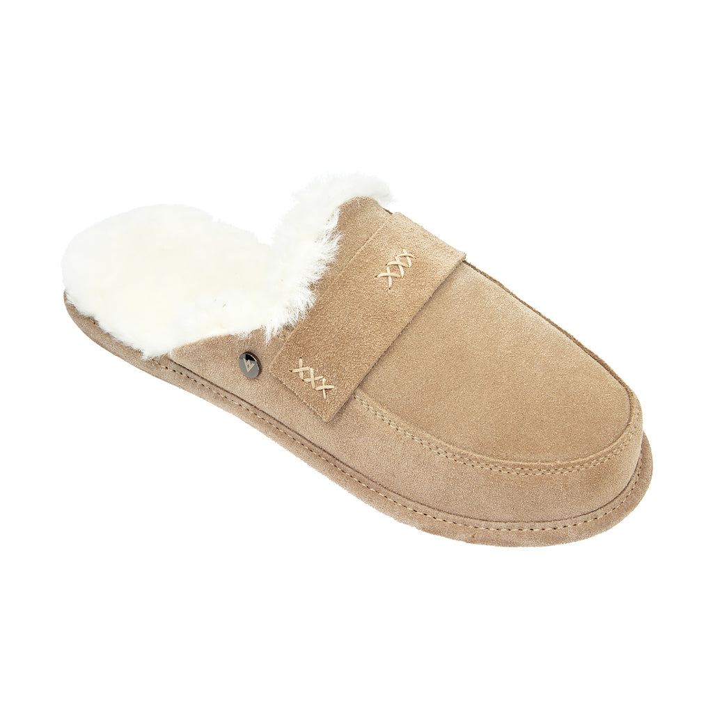 WOMEN'S SHEEPSKIN SLIPPERS ABBY BEIGE-WHITE
