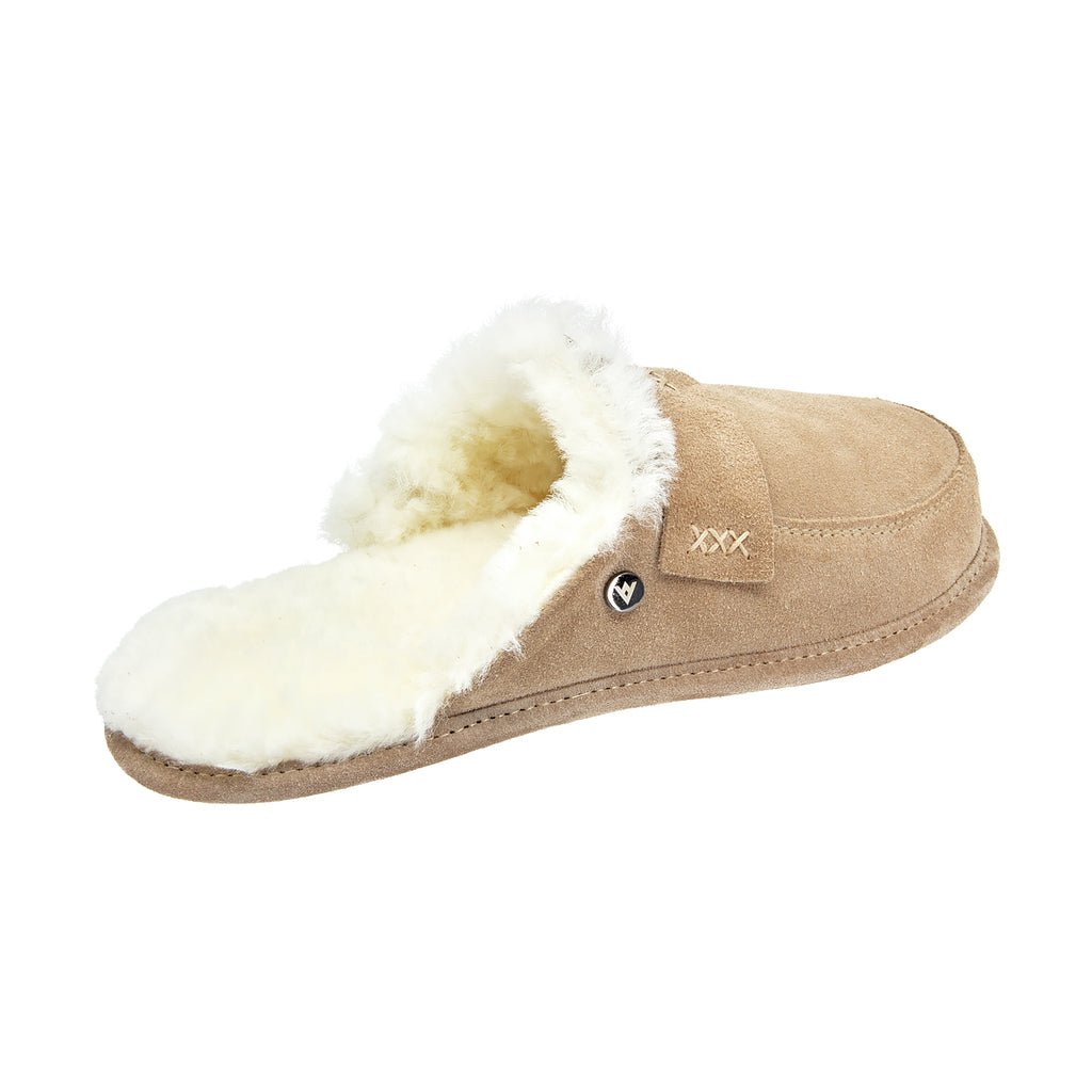 WOMEN'S SHEEPSKIN SLIPPERS ABBY BEIGE-WHITE