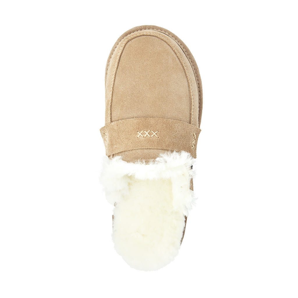 WOMEN'S SHEEPSKIN SLIPPERS ABBY BEIGE-WHITE