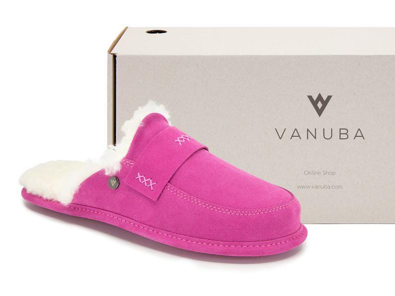 Beautiful Women’s Sheepskin Slippers | Pink Cozy House Shoes | 100% Natural Sheepskin, Perfect Gift for Her | Sizes 5.5–11